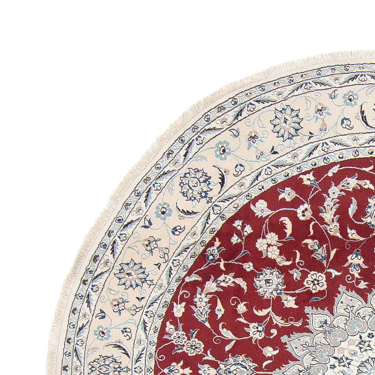 Tapis persan - Nain ronde  - 250 x 250 cm - rouge foncé