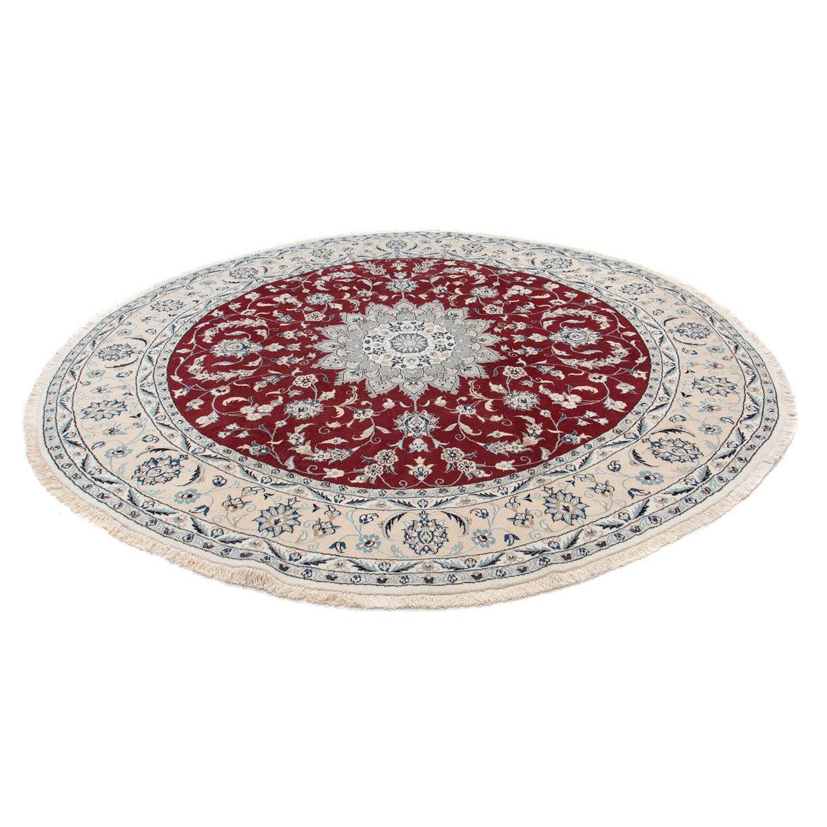 Tapis persan - Nain ronde  - 250 x 250 cm - rouge foncé