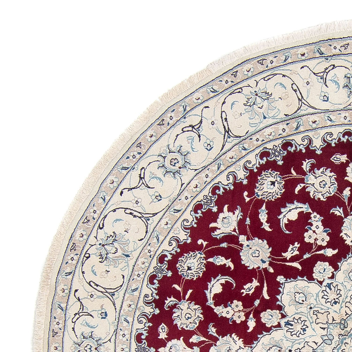 Tapis persan - Nain ronde  - 240 x 240 cm - rouge foncé