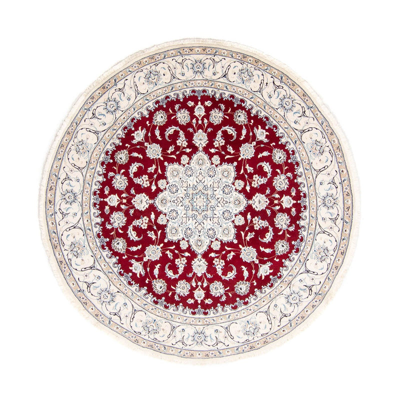 Tapis persan - Nain ronde  - 245 x 245 cm - rouge foncé