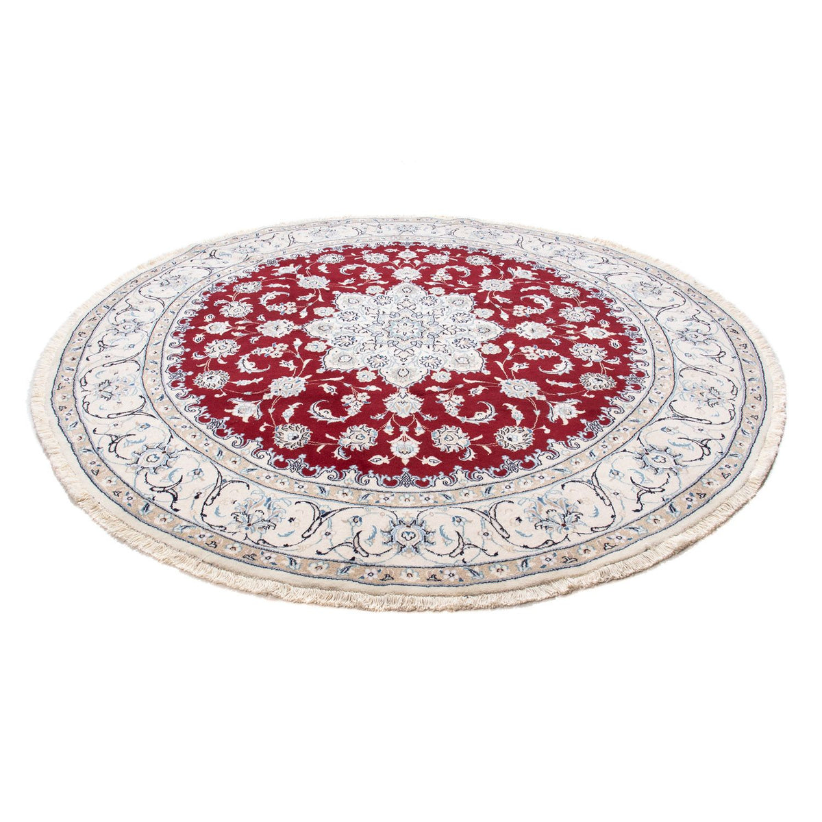 Tapis persan - Nain ronde  - 245 x 245 cm - rouge foncé