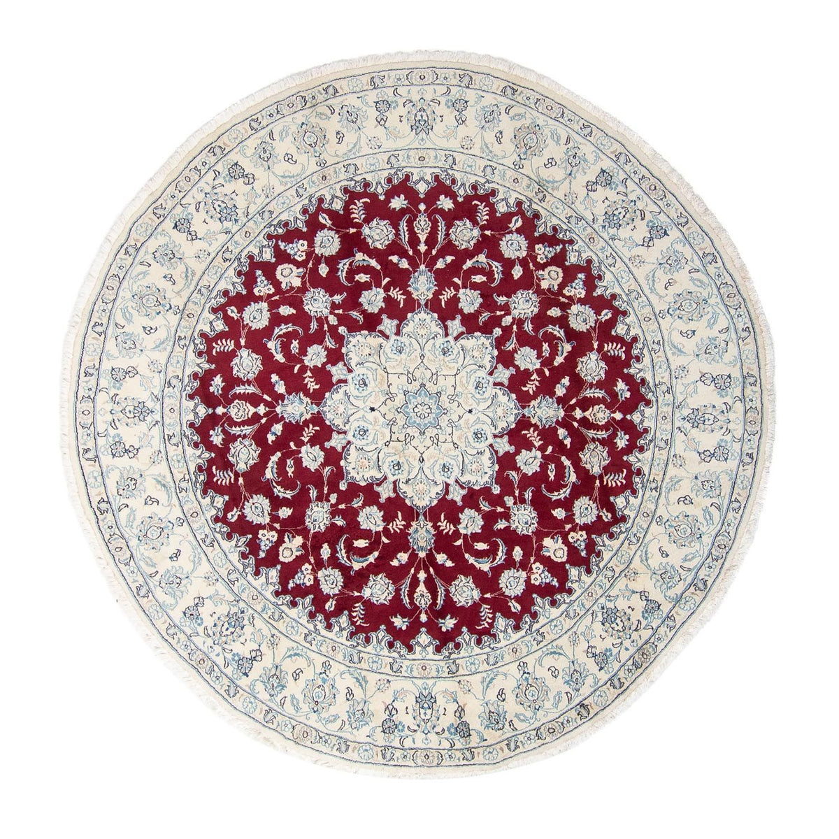 Tapis persan - Nain ronde  - 290 x 290 cm - rouge foncé