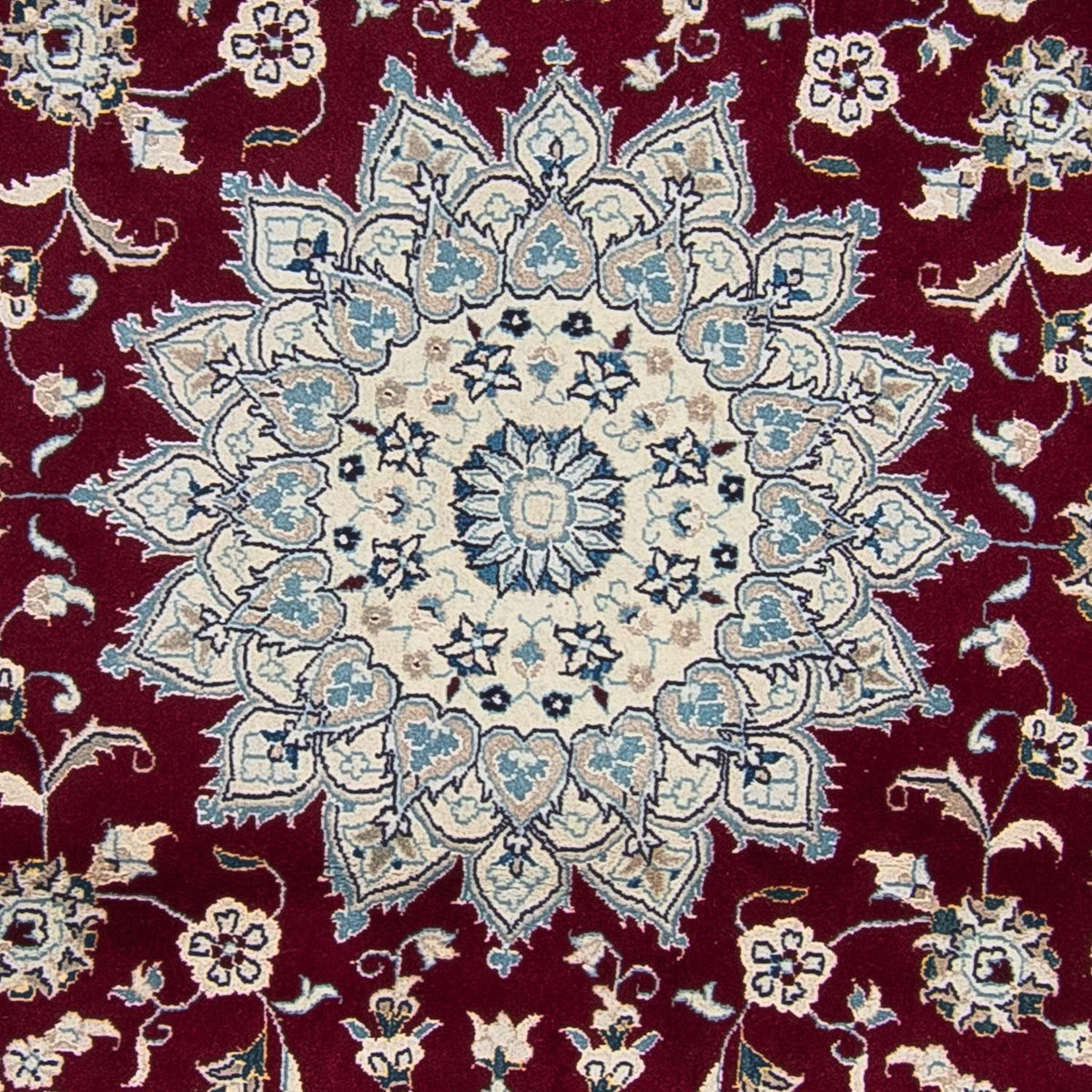 Tapis persan - Nain ronde  - 252 x 252 cm - rouge foncé