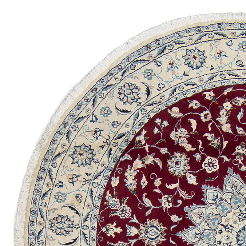 Tapis persan - Nain ronde  - 252 x 252 cm - rouge foncé