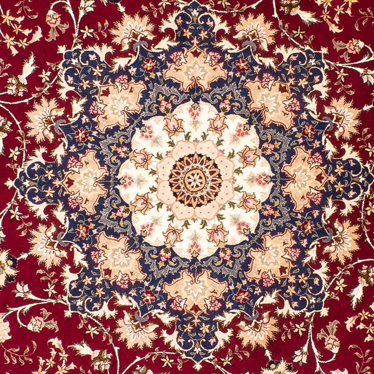 Tapis persan - Tabriz - Royal ronde  - 250 x 250 cm - rouge foncé
