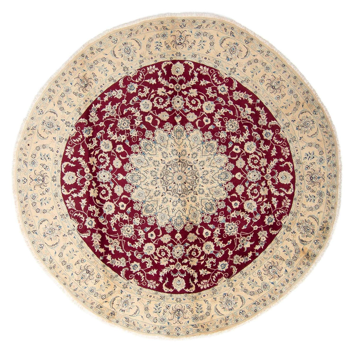Tapis persan - Nain ronde  - 295 x 295 cm - rouge foncé