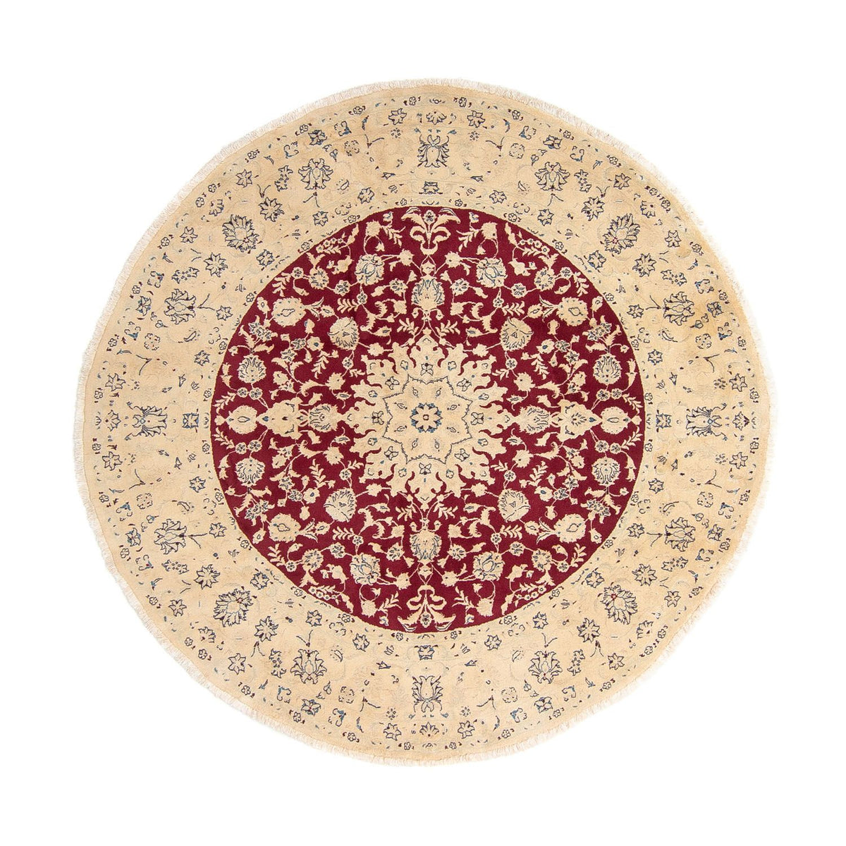 Tapis persan - Nain ronde  - 242 x 242 cm - rouge foncé