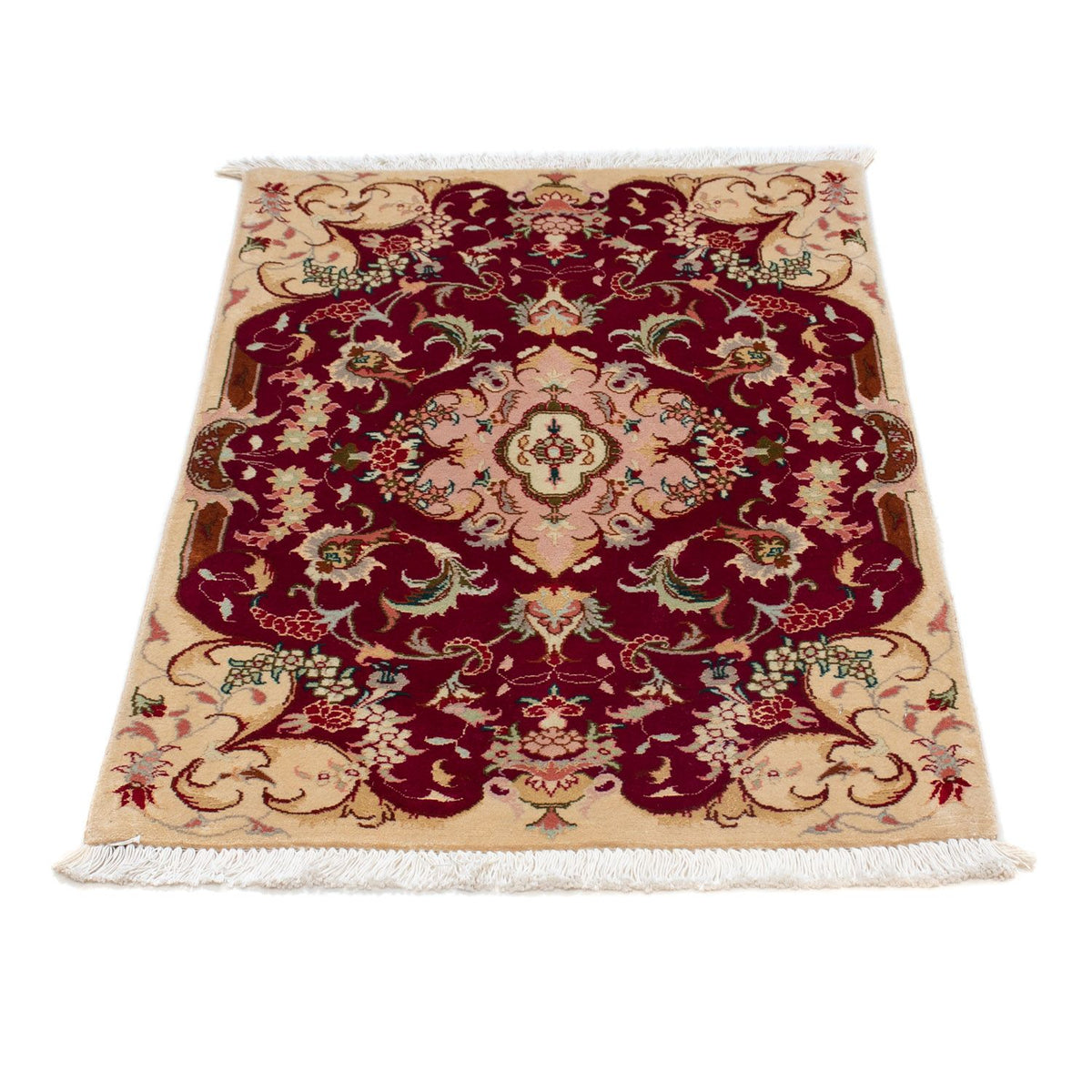 Tapis persan - Tabriz - Royal - 90 x 60 cm - rouge foncé