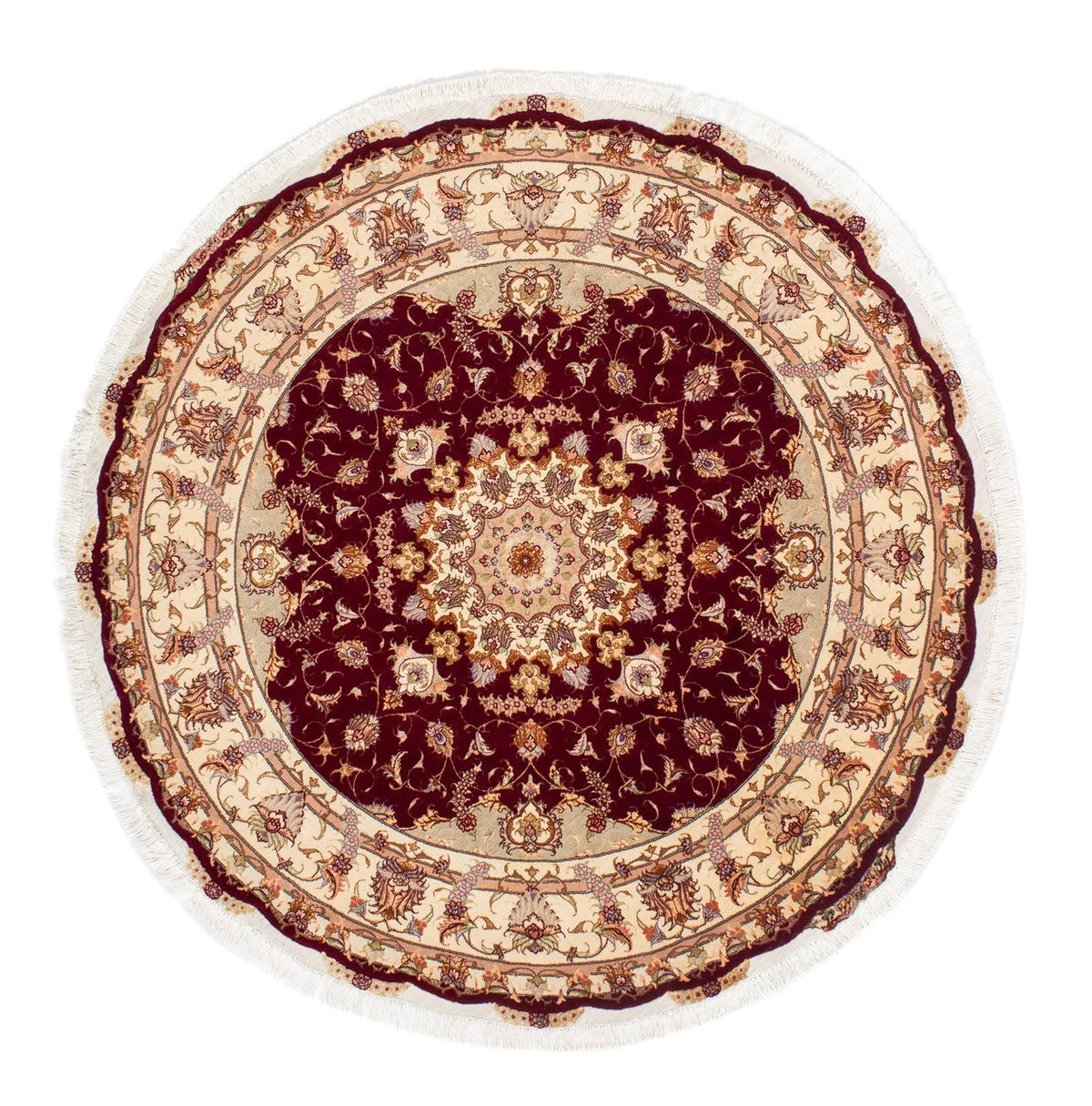 Tapis persan - Tabriz - Royal ronde - 155 x 155 cm - rouge foncé