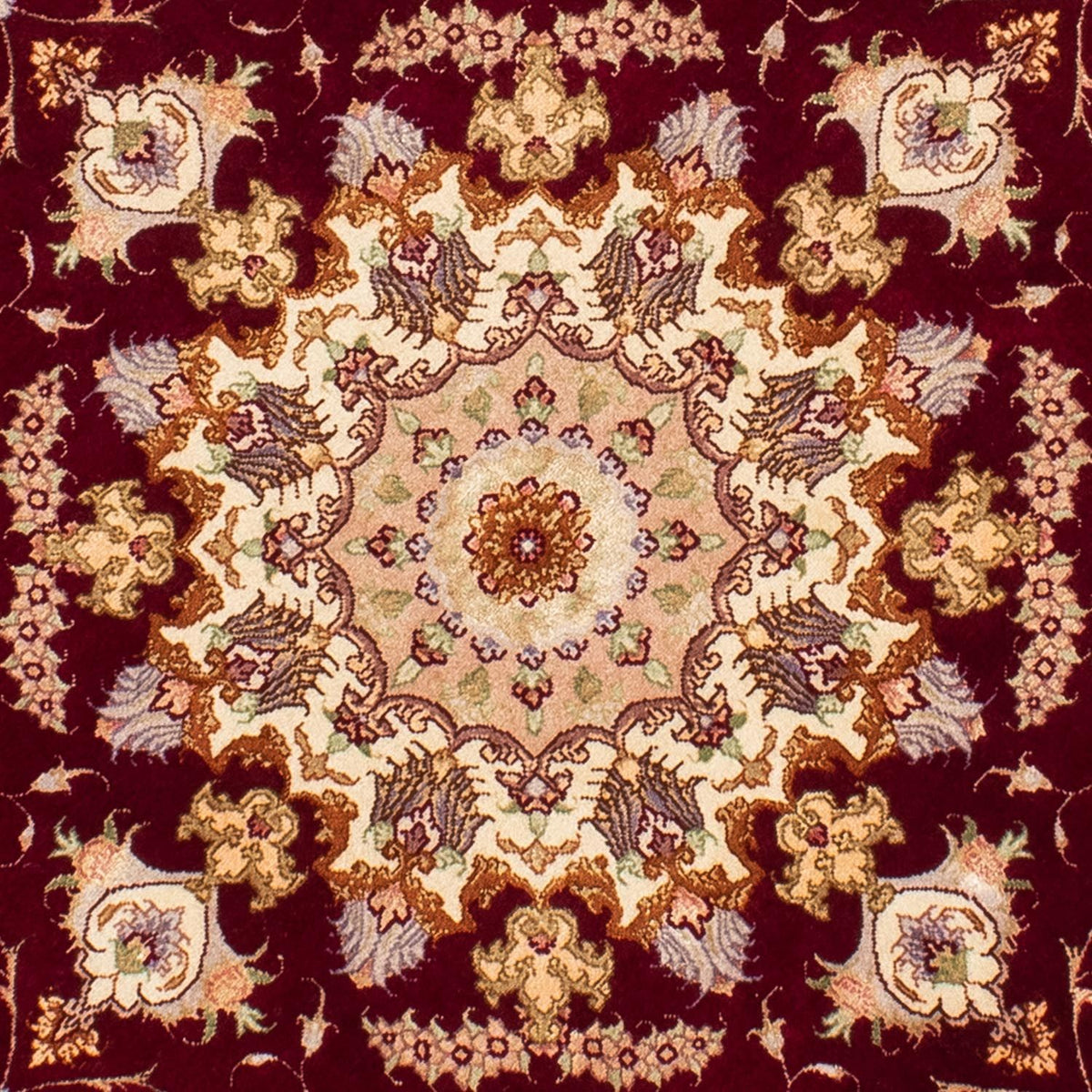 Tapis persan - Tabriz - Royal ronde - 155 x 155 cm - rouge foncé