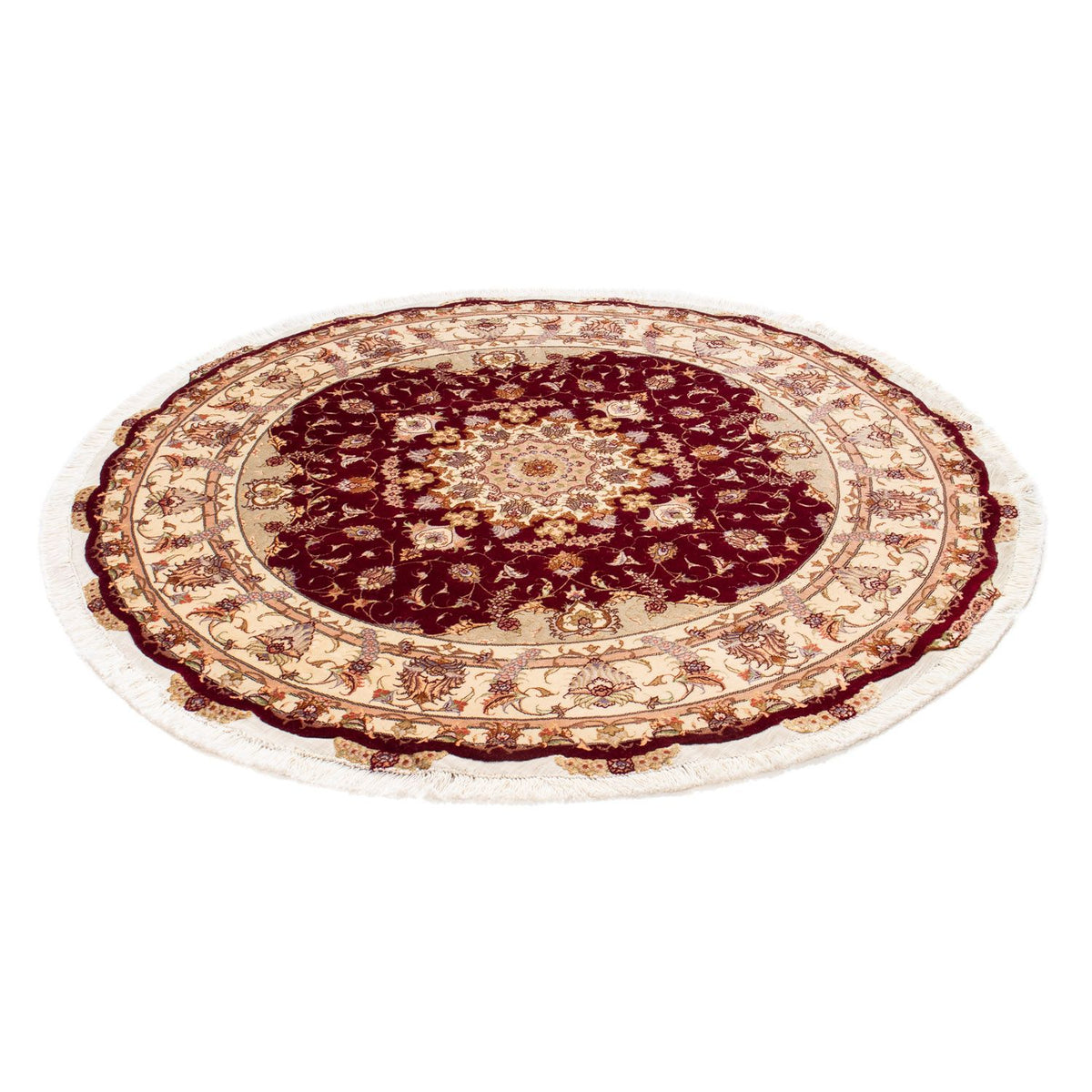 Tapis persan - Tabriz - Royal ronde - 155 x 155 cm - rouge foncé