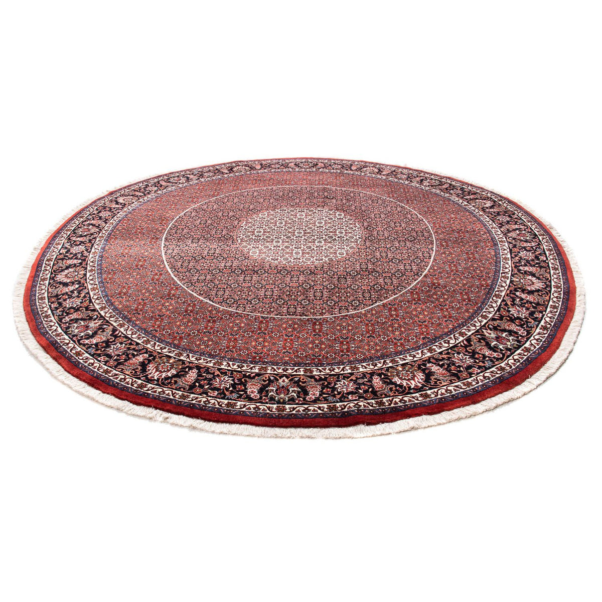 Tapis persan - Bidjar ronde  - 247 x 247 cm - rouge foncé