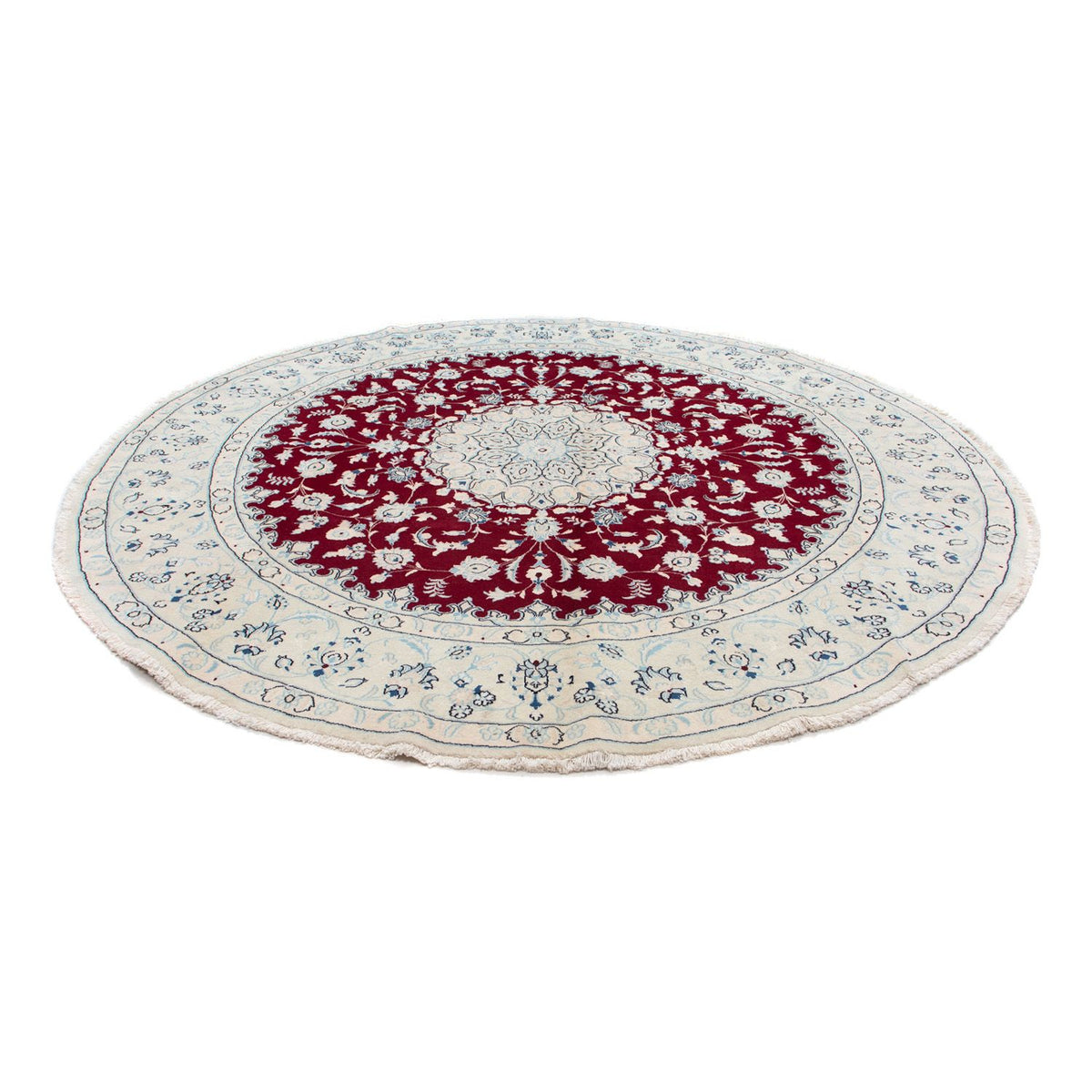 Tapis persan - Nain ronde - 293 x 293 cm - rouge foncé