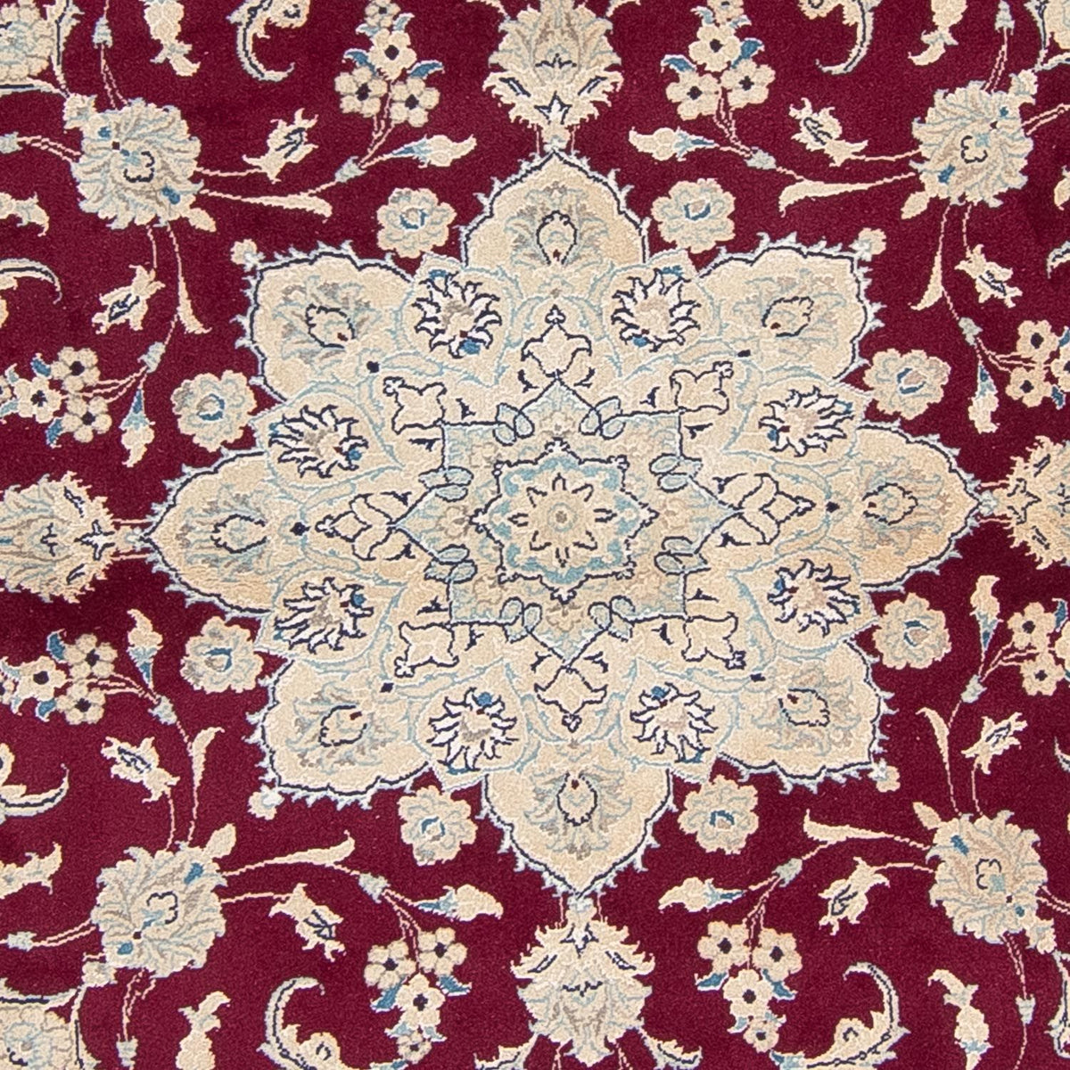 Tapis persan - Nain ronde  - 246 x 246 cm - rouge foncé