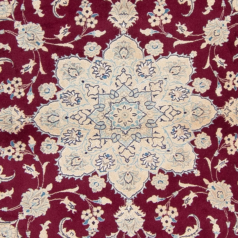Tapis persan - Nain ronde  - 246 x 246 cm - rouge foncé