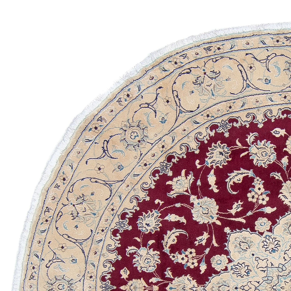 Tapis persan - Nain ronde  - 246 x 246 cm - rouge foncé