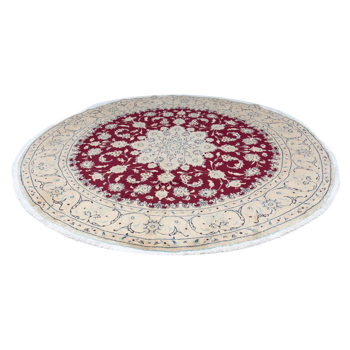 Tapis persan - Nain ronde  - 246 x 246 cm - rouge foncé