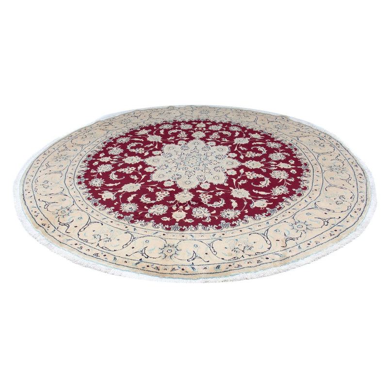 Tapis persan - Nain ronde  - 246 x 246 cm - rouge foncé