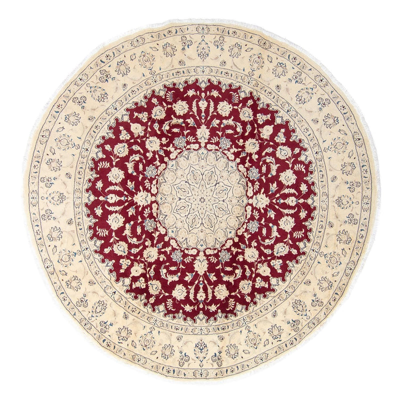 Tapis persan - Nain ronde  - 280 x 280 cm - rouge foncé