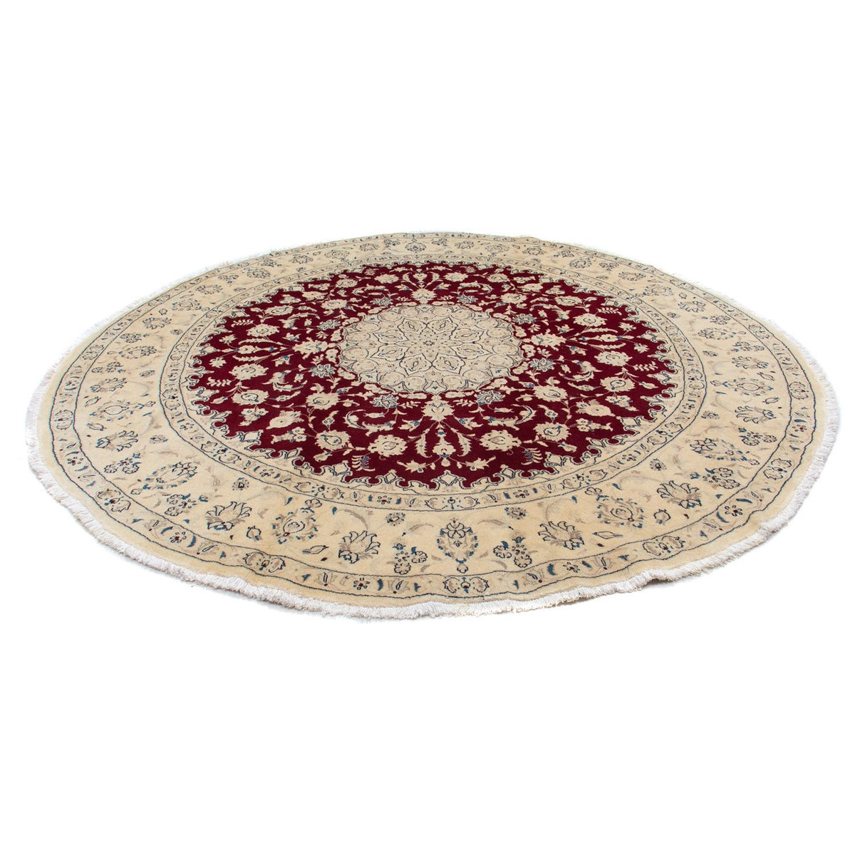 Tapis persan - Nain ronde  - 280 x 280 cm - rouge foncé