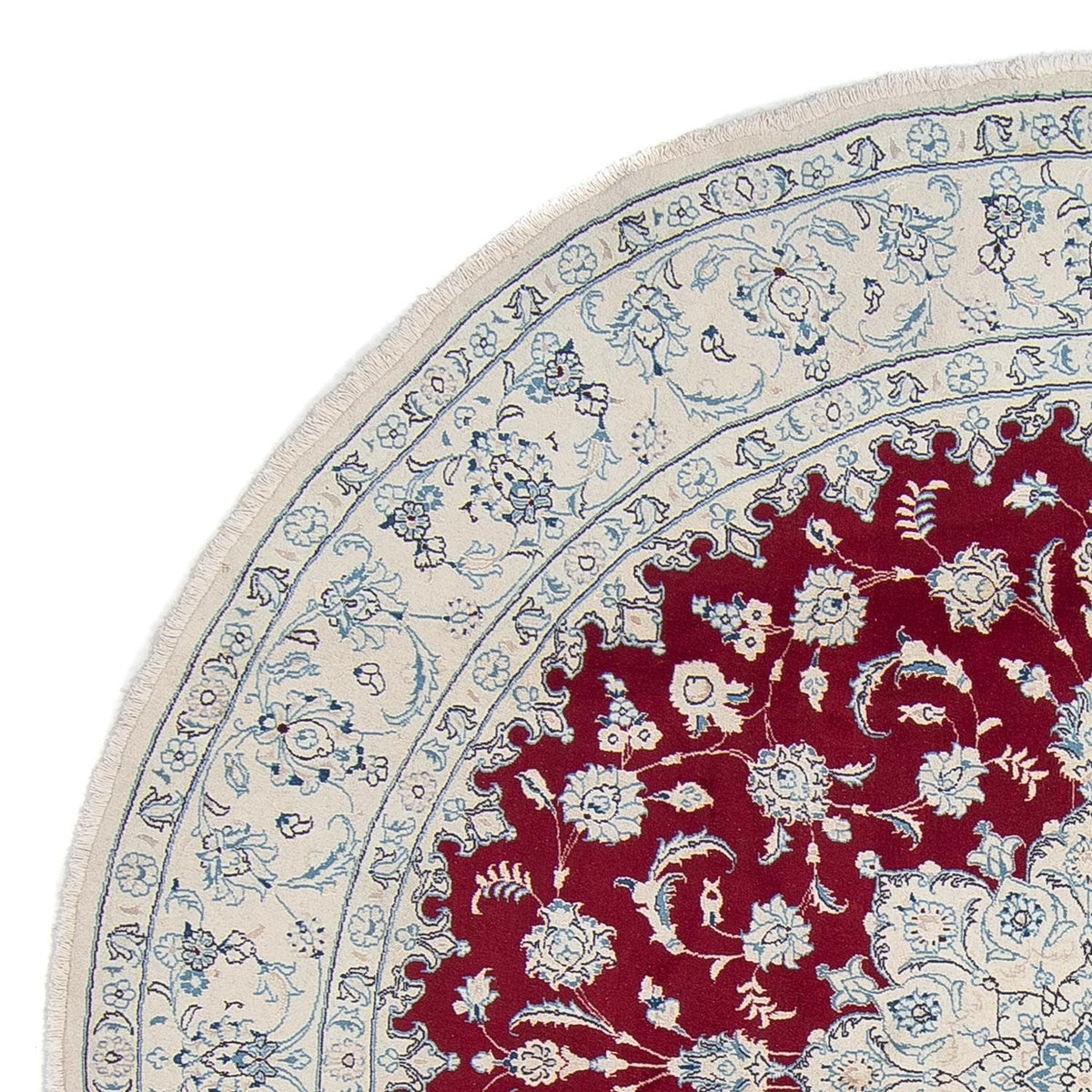 Tapis persan - Nain ronde  - 290 x 290 cm - rouge foncé