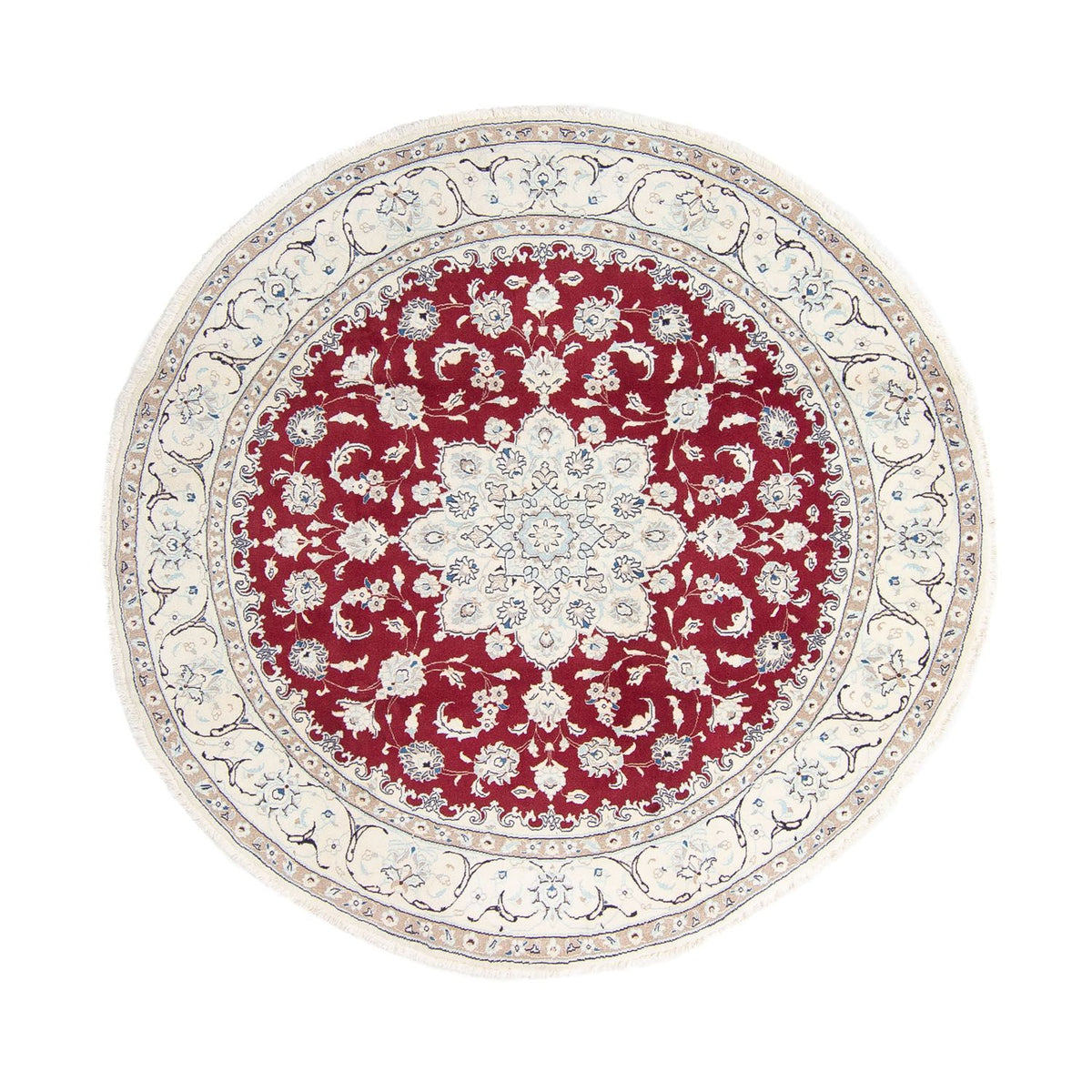 Tapis persan - Nain ronde  - 245 x 245 cm - rouge foncé