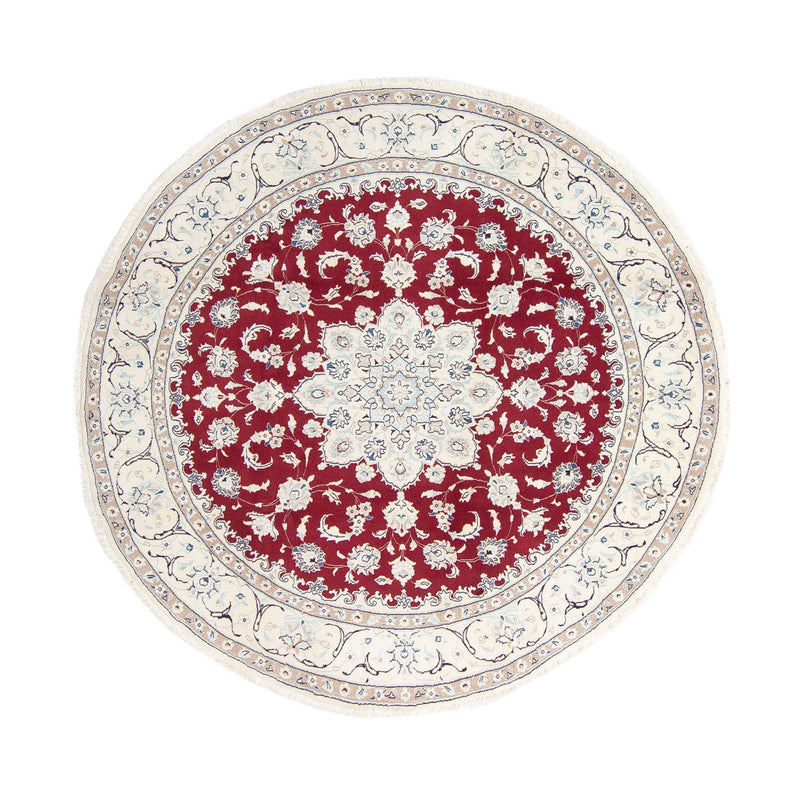 Tapis persan - Nain ronde  - 245 x 245 cm - rouge foncé