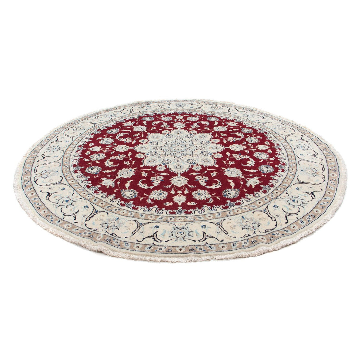 Tapis persan - Nain ronde  - 245 x 245 cm - rouge foncé