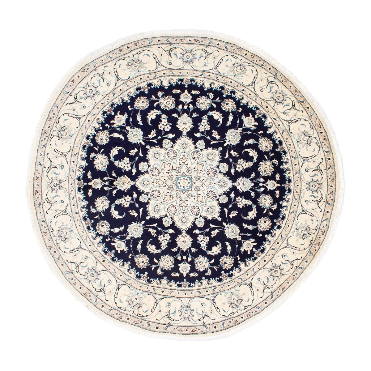 Tapis persan - Nain ronde  - 243 x 243 cm - bleu foncé
