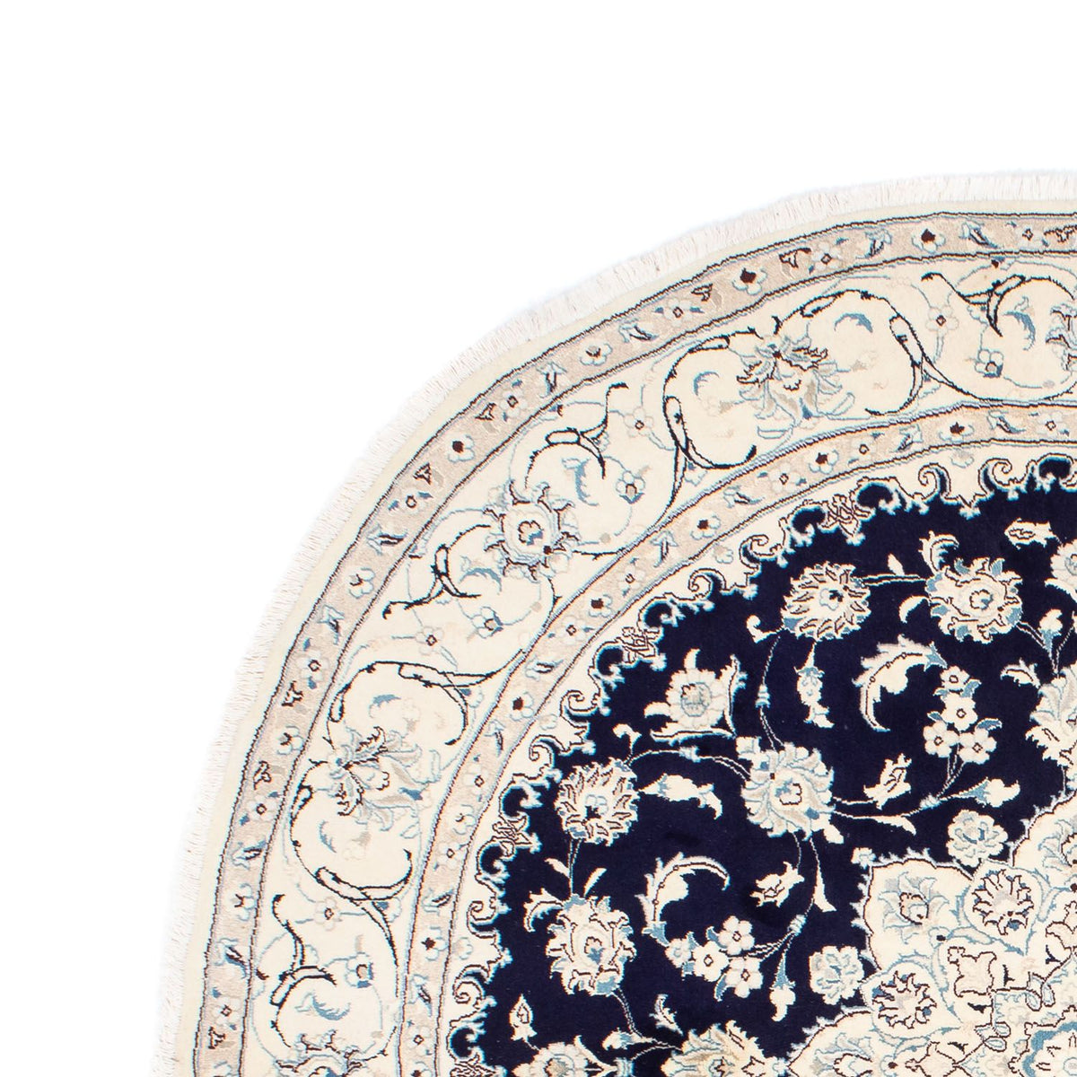 Tapis persan - Nain ronde  - 243 x 243 cm - bleu foncé