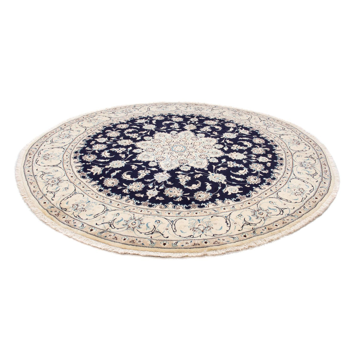 Tapis persan - Nain ronde  - 243 x 243 cm - bleu foncé