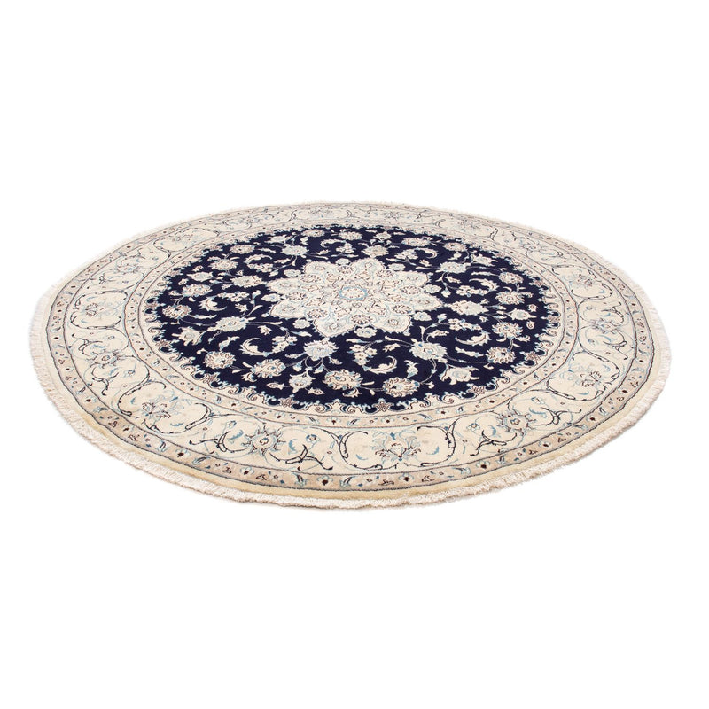 Tapis persan - Nain ronde  - 243 x 243 cm - bleu foncé