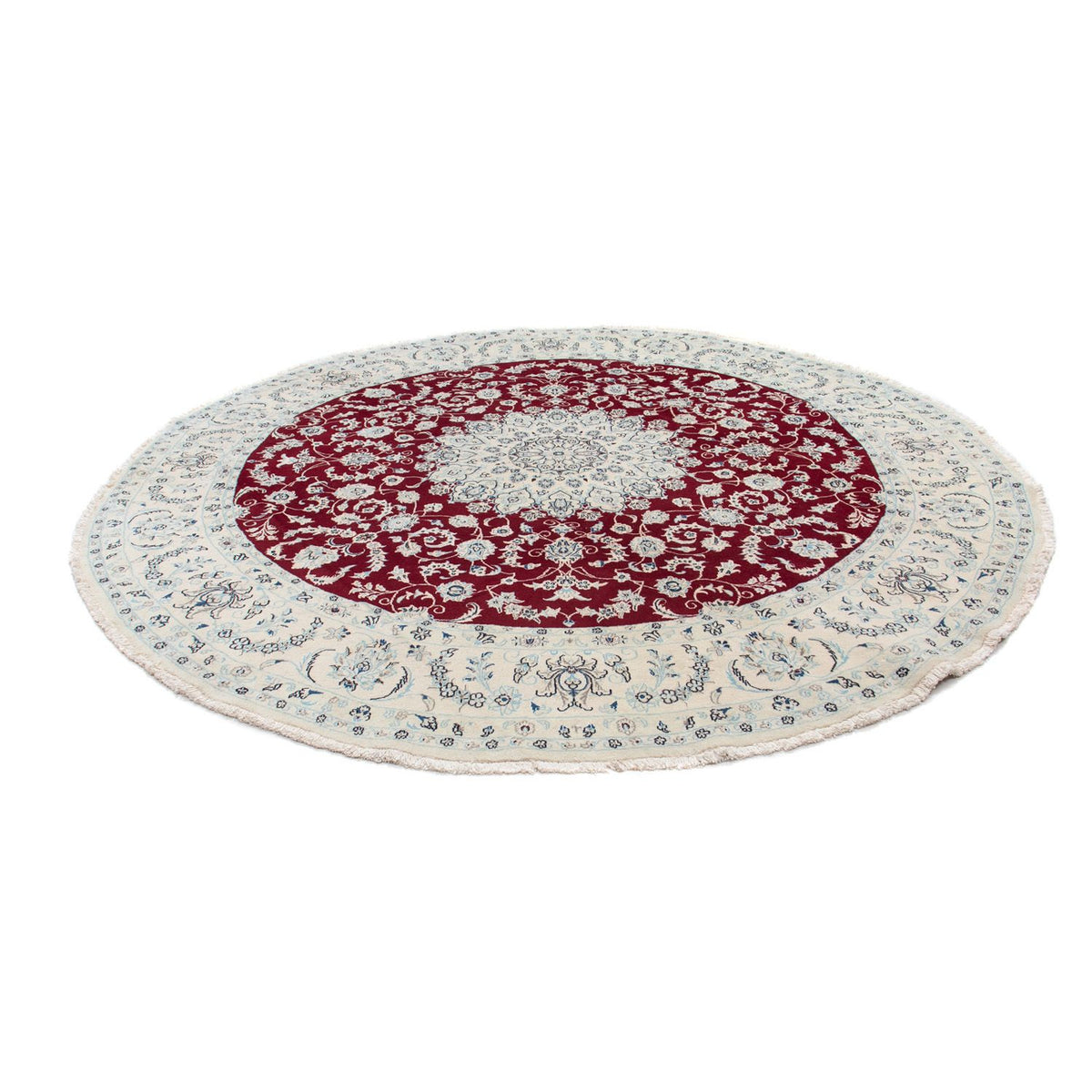 Tapis persan - Nain ronde  - 295 x 295 cm - rouge foncé