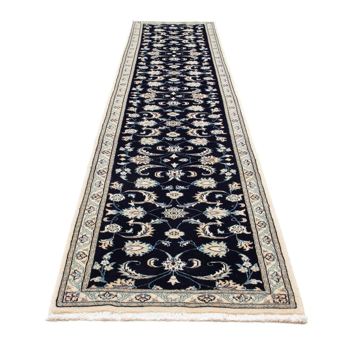 Tapis de couloir Tapis persan - Nain - 400 x 77 cm - bleu foncé
