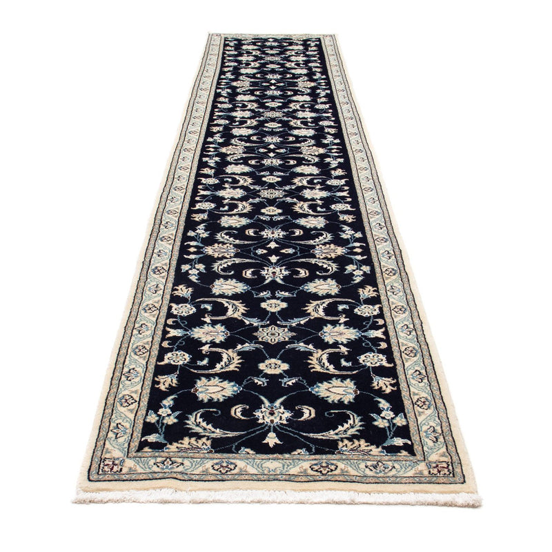 Tapis de couloir Tapis persan - Nain - 400 x 77 cm - bleu foncé
