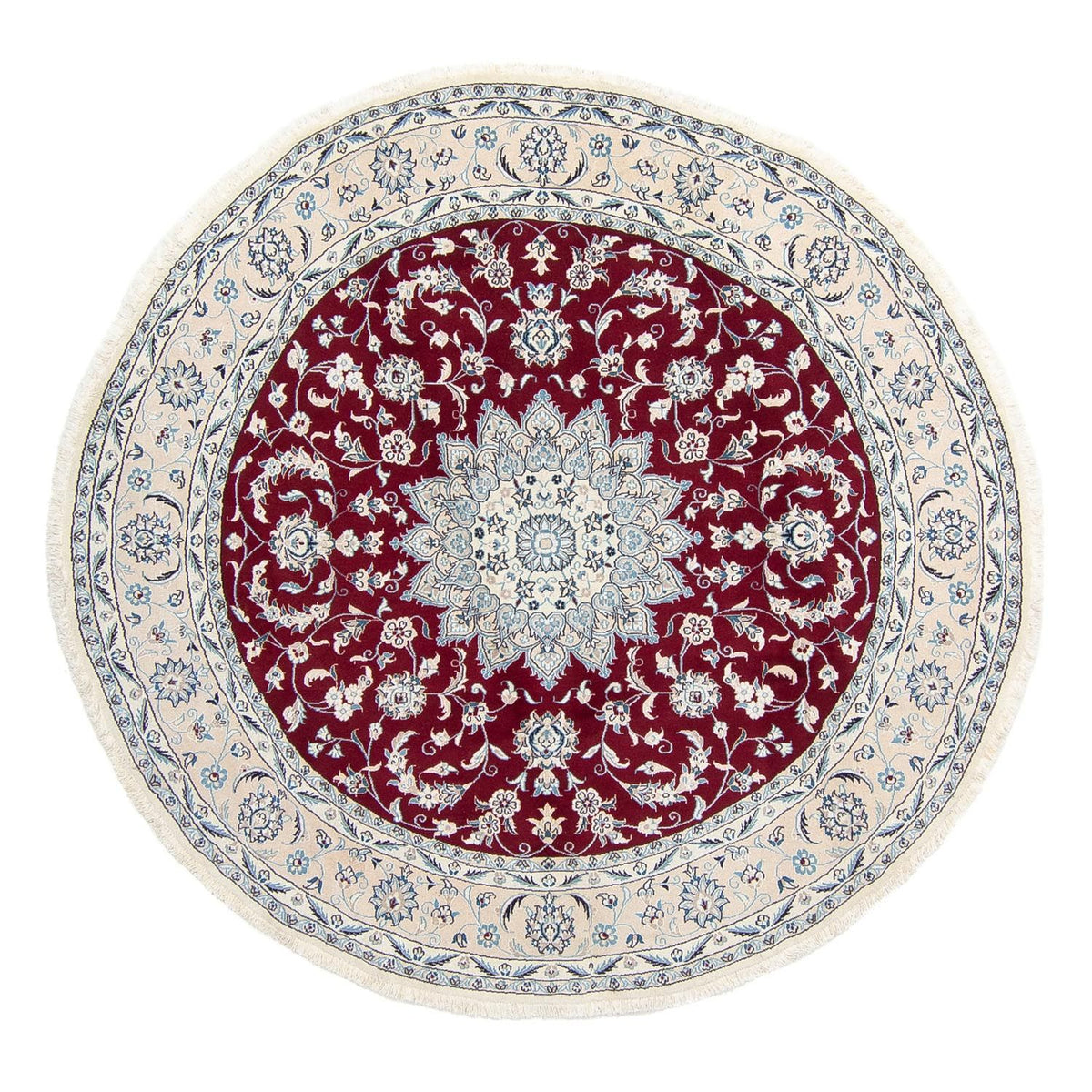 Tapis persan - Nain ronde  - 250 x 250 cm - rouge foncé