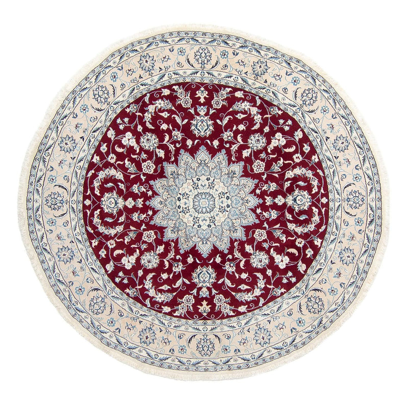 Tapis persan - Nain ronde  - 250 x 250 cm - rouge foncé