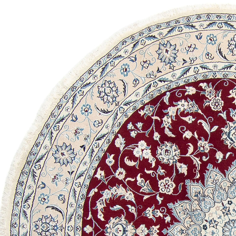 Tapis persan - Nain ronde  - 250 x 250 cm - rouge foncé