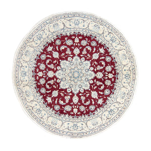 Tapis persan - Nain ronde  - 245 x 245 cm - rouge foncé