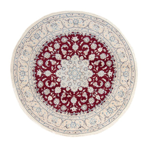 Tapis persan - Nain ronde  - 250 x 250 cm - rouge foncé
