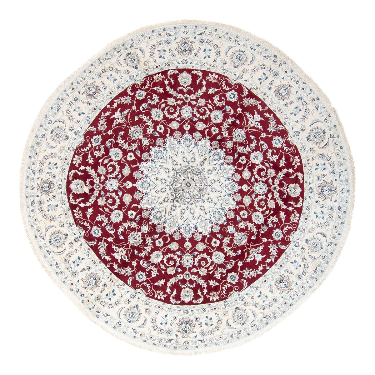 Tapis persan - Nain ronde  - 300 x 300 cm - rouge foncé