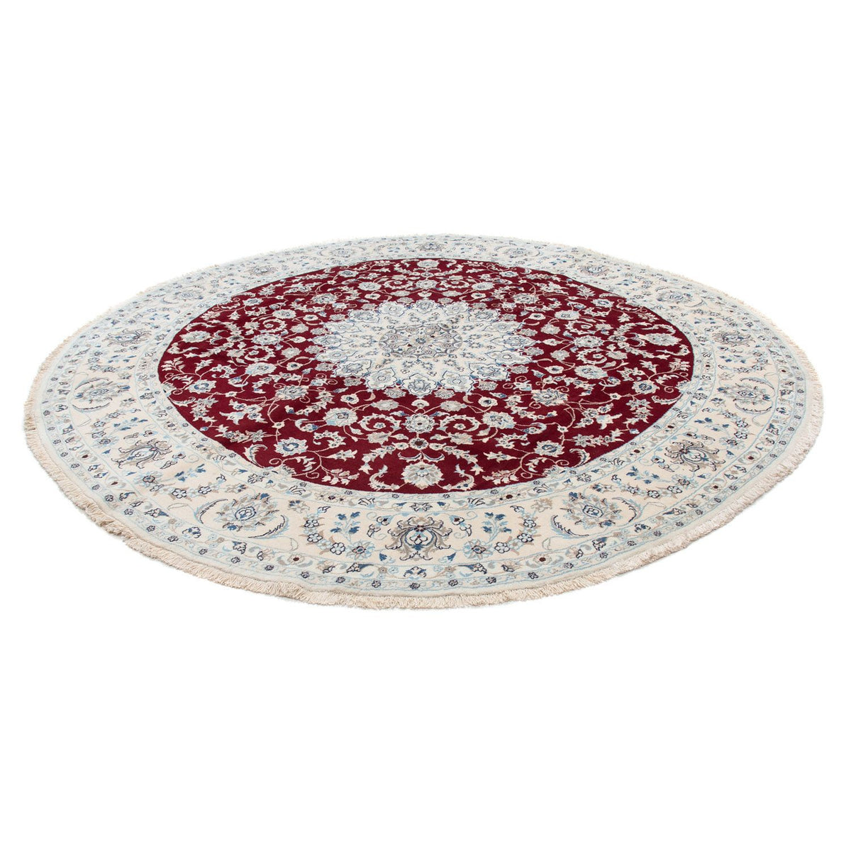 Tapis persan - Nain ronde  - 300 x 300 cm - rouge foncé