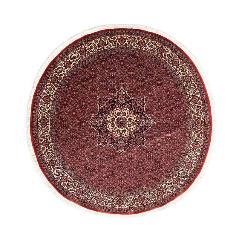 Tapis persan - Bidjar ronde  - 205 x 205 cm - rouge foncé