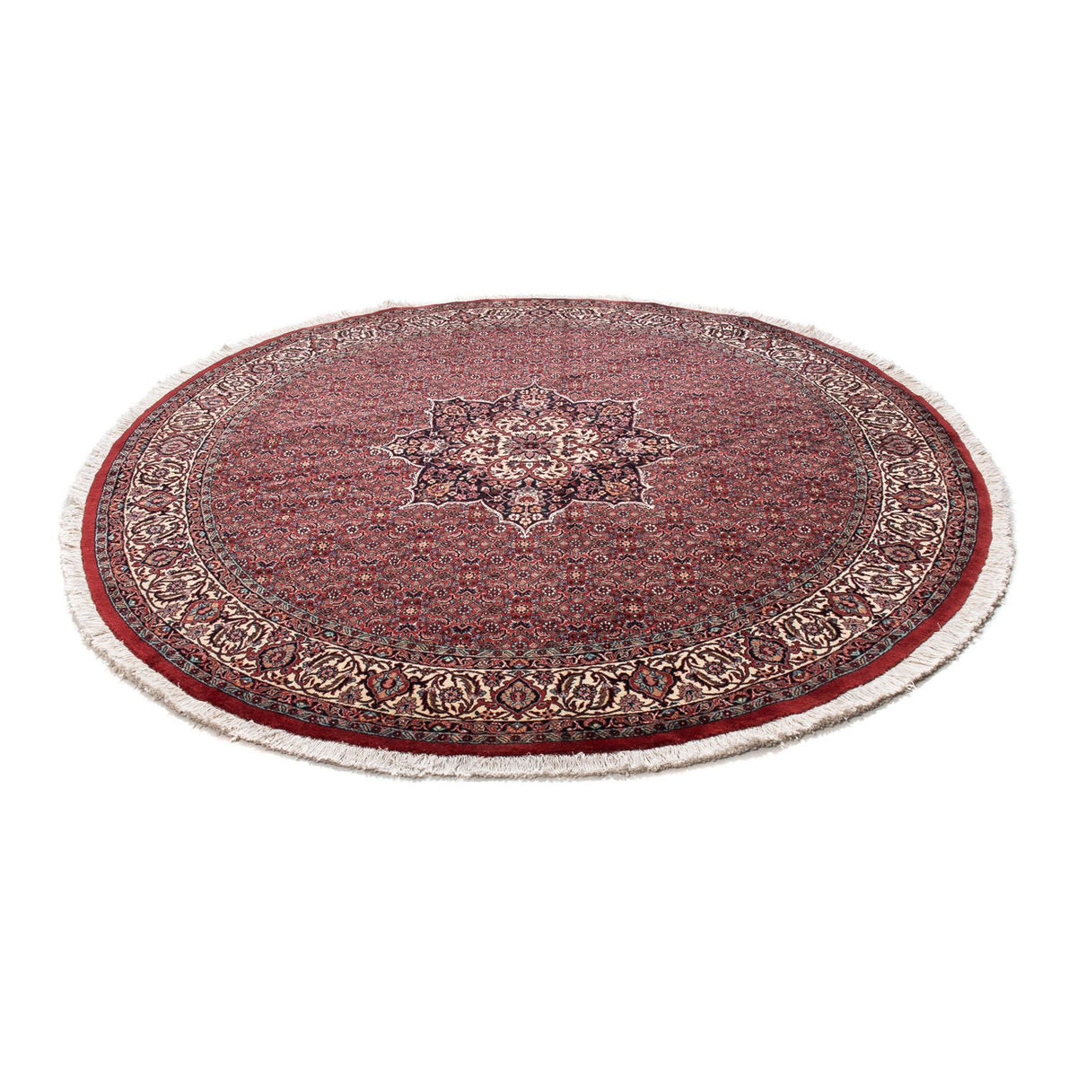 Tapis persan - Bidjar ronde  - 205 x 205 cm - rouge foncé