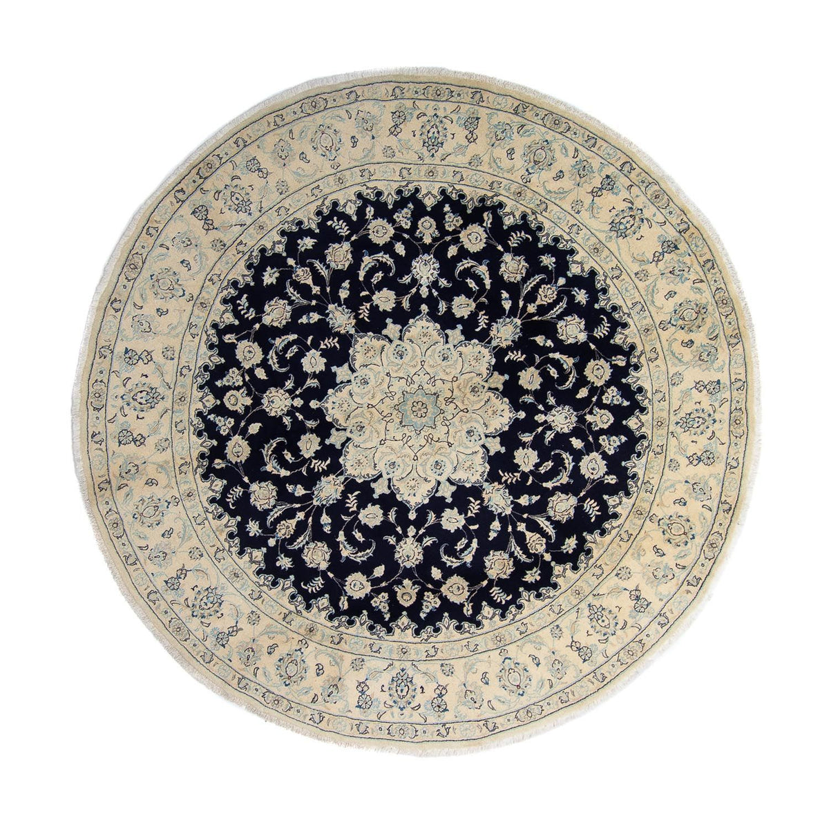 Tapis persan - Nain ronde - 300 x 300 cm - bleu foncé
