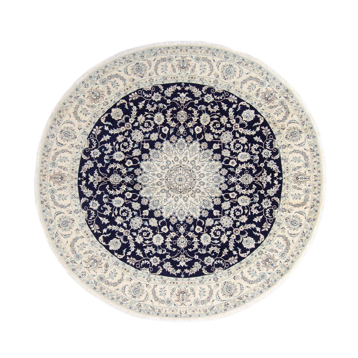 Tapis persan - Nain ronde  - 295 x 295 cm - bleu foncé