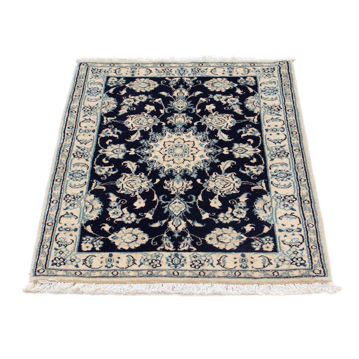 Tapis persan - Nain - Royal - 90 x 60 cm - bleu foncé