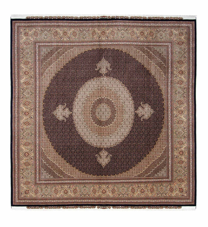 Tapis persan - Tabriz carré  - 310 x 302 cm - marron foncé