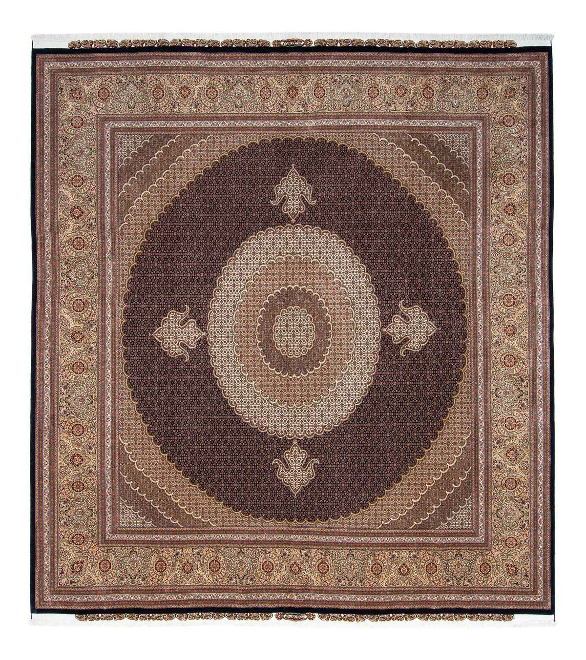 Tapis persan - Tabriz carré - 310 x 302 cm - marron foncé