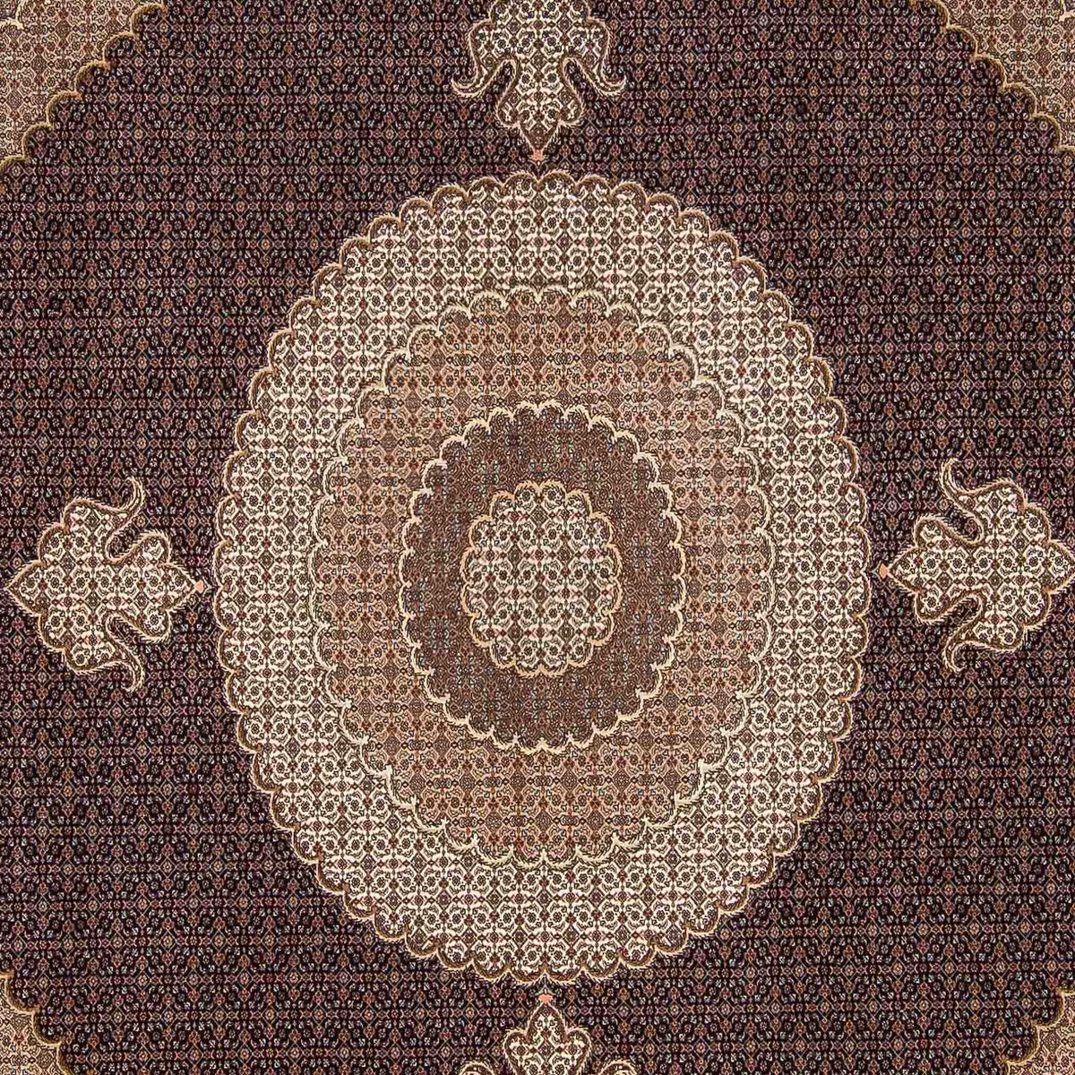 Tapis persan - Tabriz carré - 310 x 302 cm - marron foncé